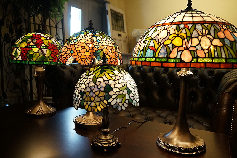 ヴィンテージ ステンドグラステーブルスタンド テーブルランプ 葡萄(大