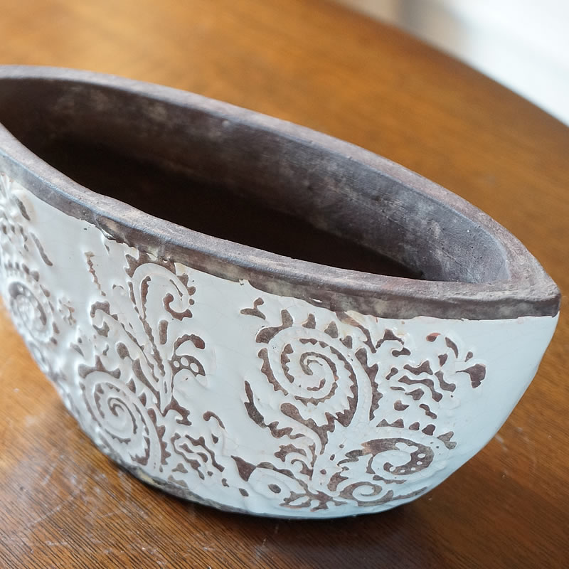 楽天市場】フラワーベース 花瓶 M アンティークホワイト 陶器製 花瓶