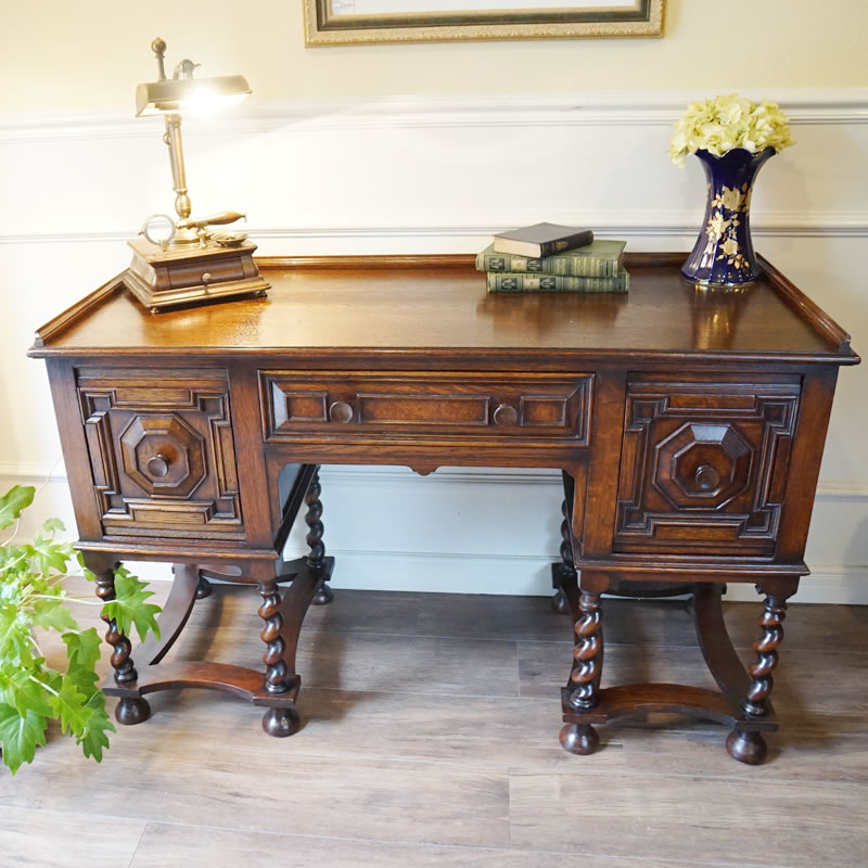 楽天市場】イギリス製 アンティーク家具 両袖デスク 机 オーク材