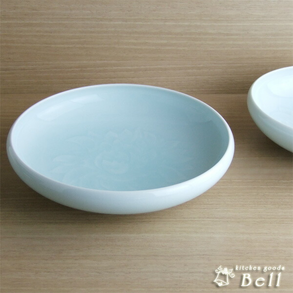 楽天市場】和食器 中鉢 22.5cm 快山窯 青白磁 牡丹彫 鉢 煮物鉢 刺身鉢