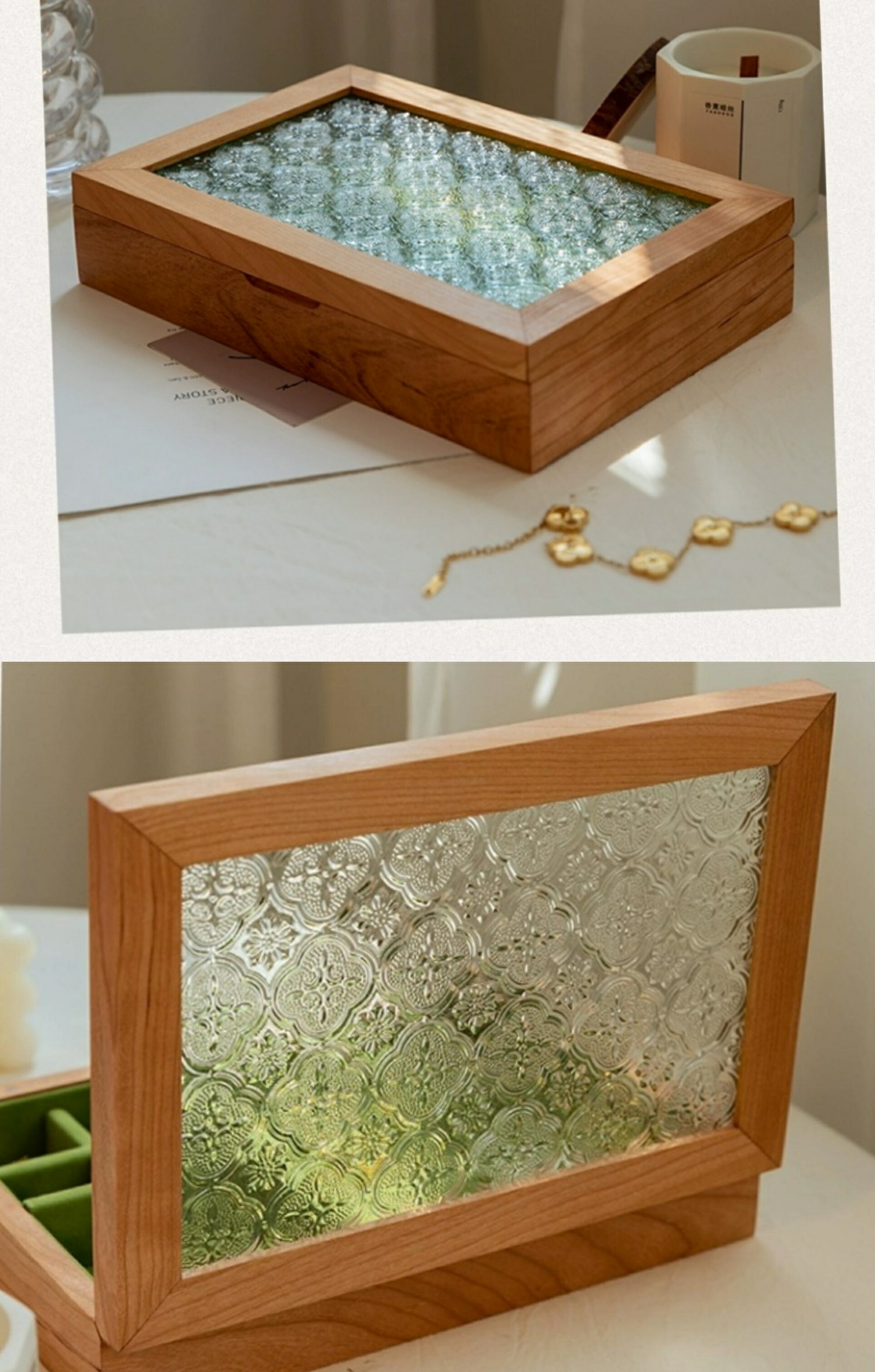 楽天市場】手作りのこだわりの品 フローラガラス ジュエリーボックス