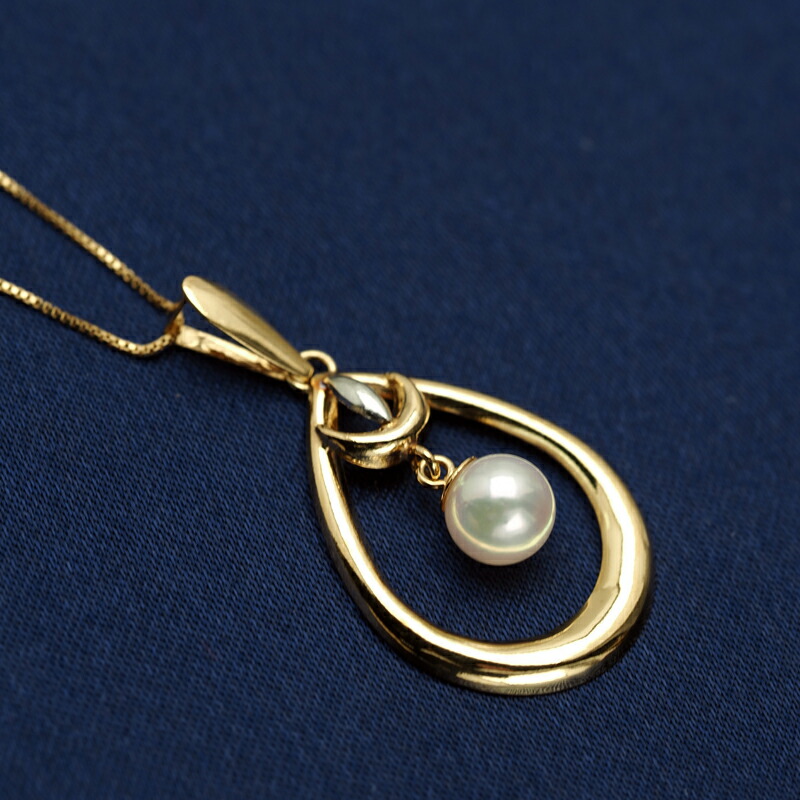 K18 アコヤ本真珠 ペンダントトップ ティアロップ あこやパール 18金