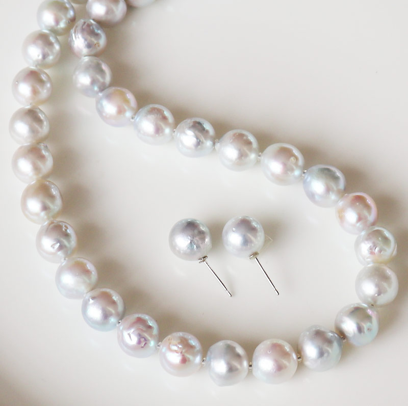 楽天市場】あこや真珠 ネックレス ピアス セット 9.5-10.0mm セミ