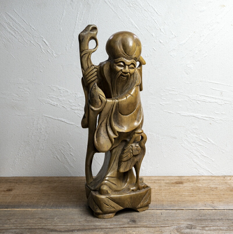 楽天市場】骨董○木彫福禄寿置物○黄楊 / 木製 | 中国古美術 | 清朝