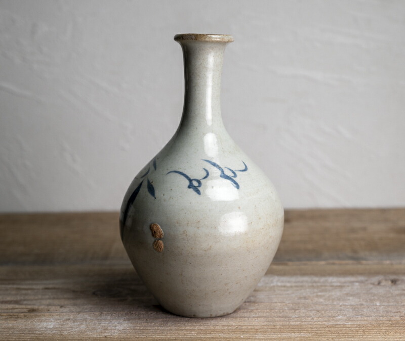 加藤静允 初期伊万里写 徳利（160cc）福寿・松絵・青海波・鎬削り 加藤