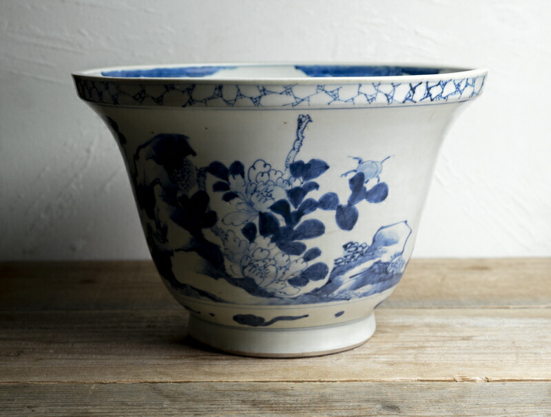 骨董 古伊万里 三っ丼 大中小 鉢 染め付け 花と鳥 二重高台 器 骨董 古