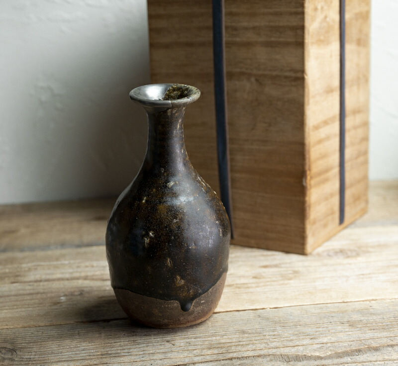 古唐津弓野二彩徳利 古箱付き I15-3 古唐津弓野二彩