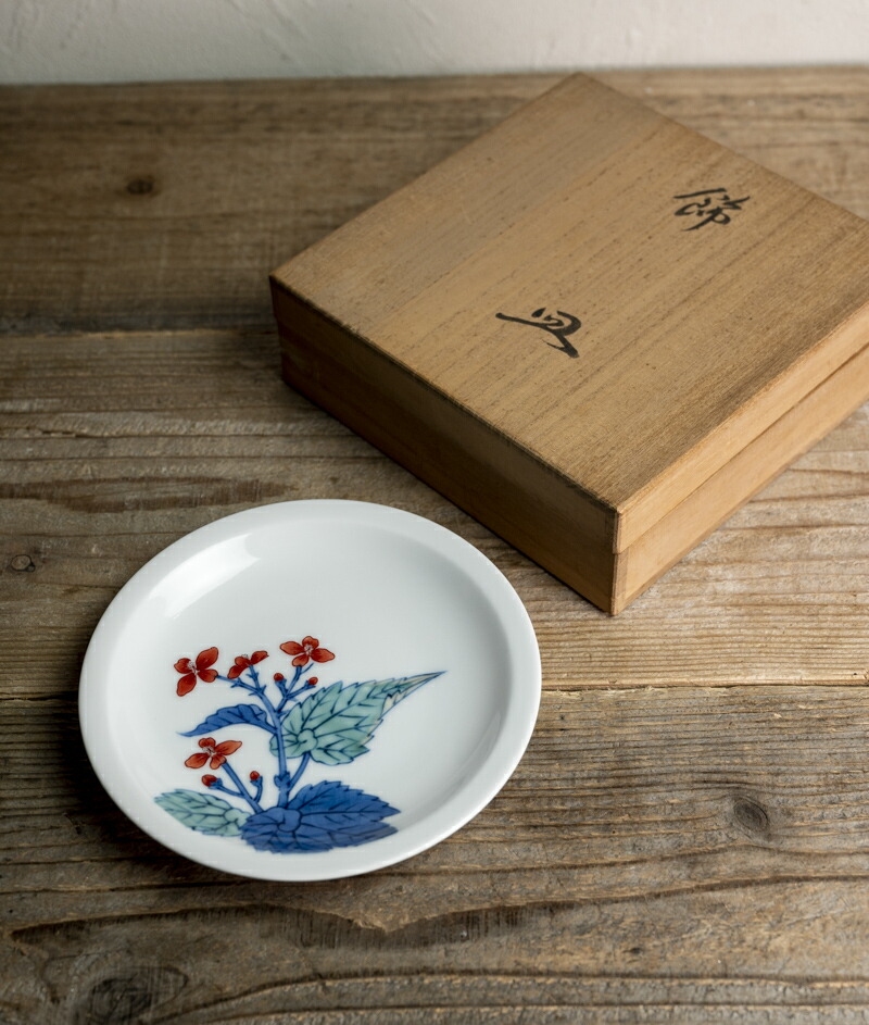 1813 八代 明治 今泉今右衛門 染付橘模様 平皿 5客 時代物 1813