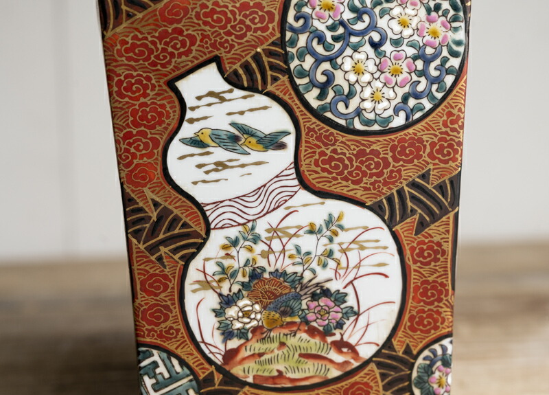 最終価格、アンティーク、自家保存 久谷 谷口骨董 蓋の裏に菖蒲の絵 最終