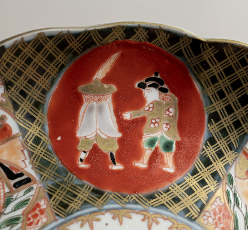 楽天市場】骨董○古伊万里金襴手南蛮人文皿○W24cm | 南蛮船 / 五艘線
