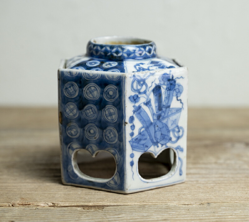 染付 香炉 龍文 錫製 蓋付 香道具 茶道具 唐物 中国美術 染付 香炉