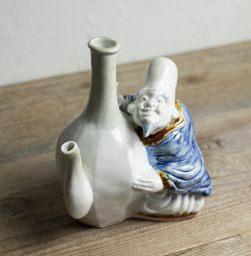 平戸焼 染付 面取 六角 水注 酒次 古美術 古道具 アンティーク 酒