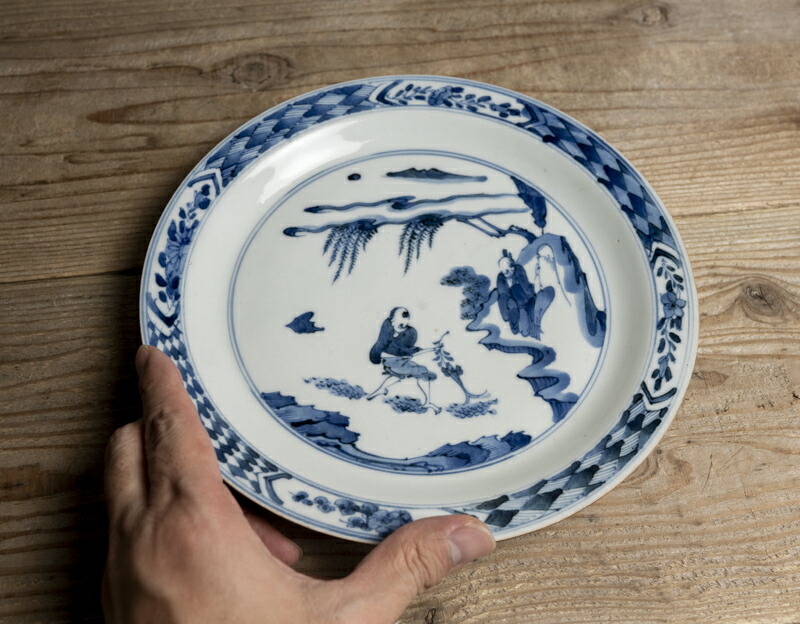 伊万里焼 文銅型染付波千鳥蓋物 陶芸】骨董 アンティーク インテリア