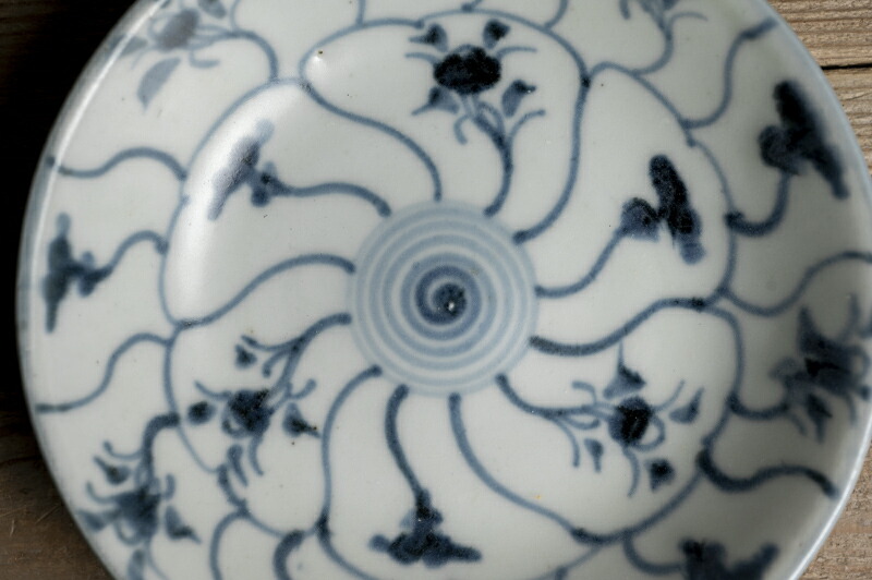 茶碗，染付，中国，骨董，明治，青白磁の花模様ボウル2個セット 茶碗，