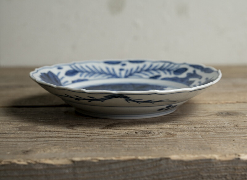 楽天市場】中国古玩 | 唐物○青花鹿文輪花型皿○兜型皿 | 清朝後期頃