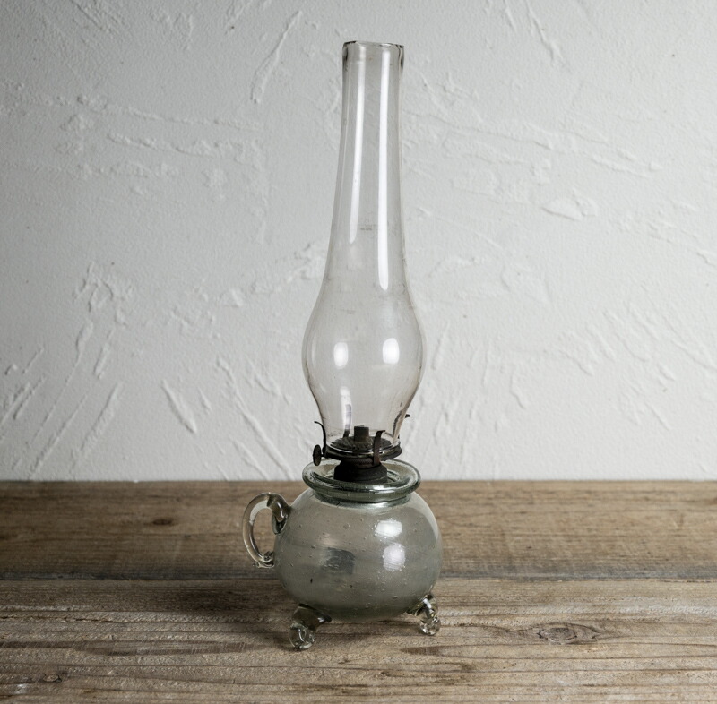 武】明治～大正時代 赤色ガラス オイルランプ 切子 乳白 武】明治