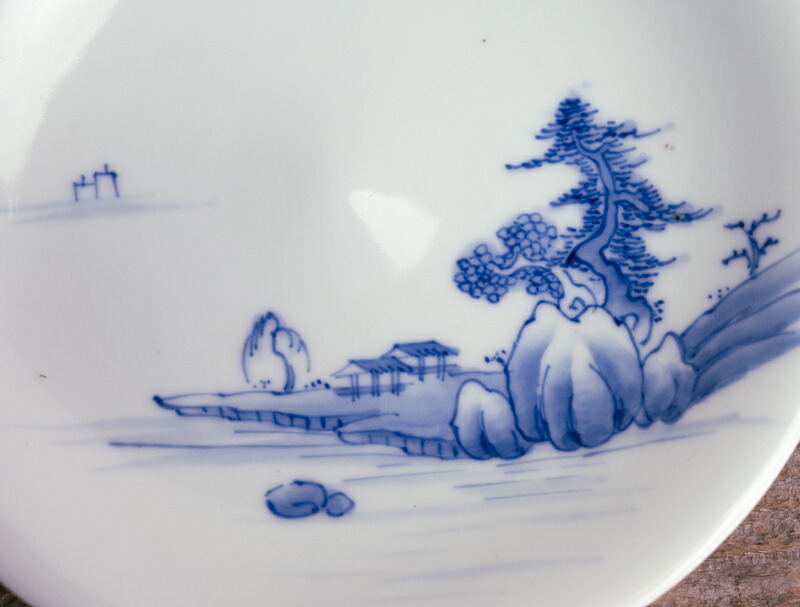 お宝 初期伊万里 染付山水図 楽天市場】骨董○伊万里染付山水図皿