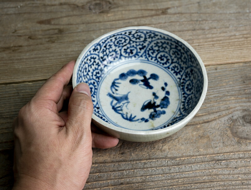 古伊万里 極上品 染付蛸唐草文様火入れ 灰入れ 江戸期 骨董 古美術