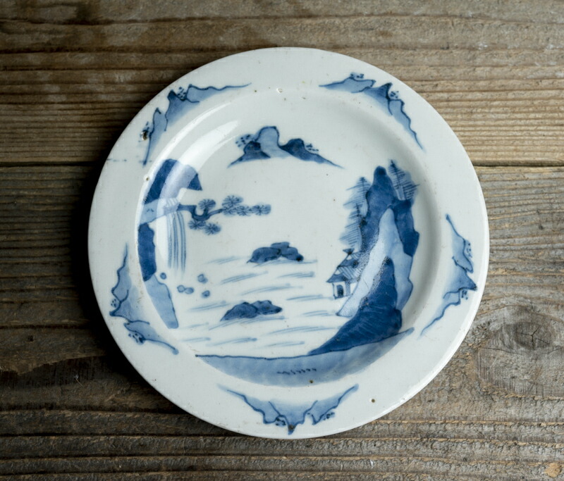 骨董 アンティーク 古伊万里 染付 水車波文様 長方皿 長皿 料理 懐石 2