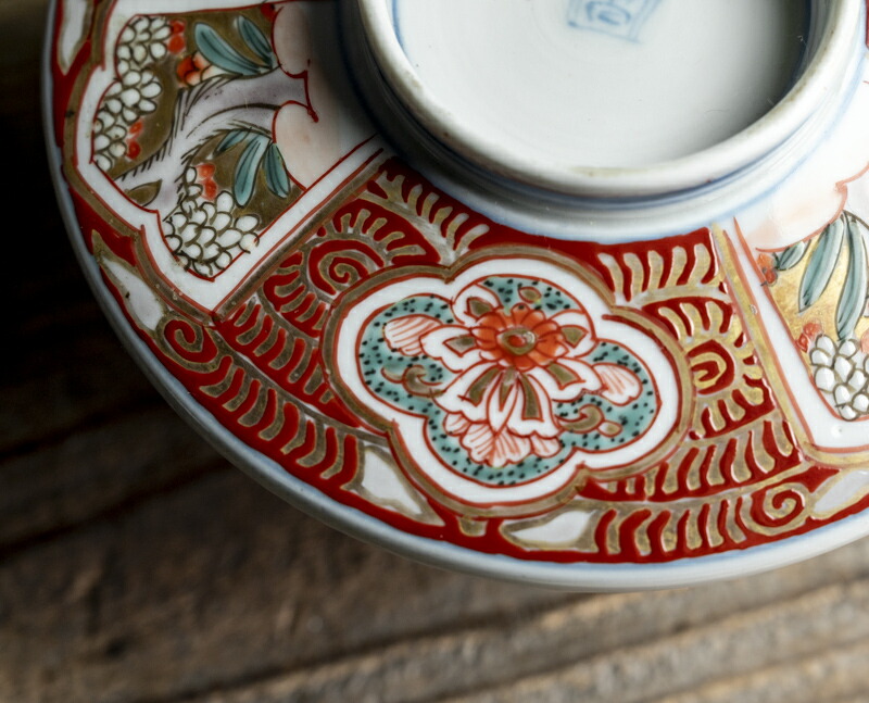 古伊万里 伊万里 色絵 金襴手 蓋碗 蔵出し 9客 古伊万里 伊万里 色絵