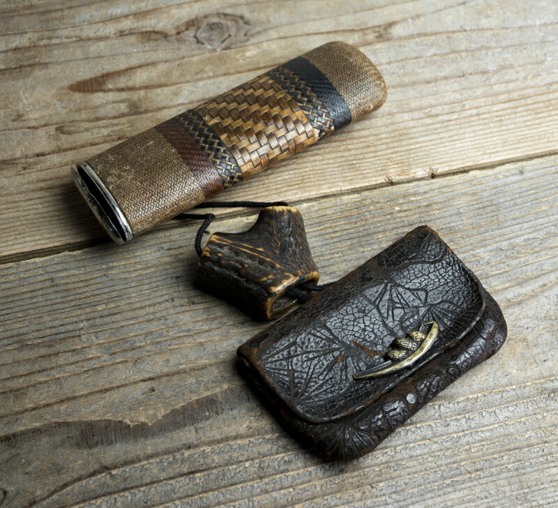 煙管入 根付 キセル入れ 時代物 煙草道具 天然素材 アンティーク 置物