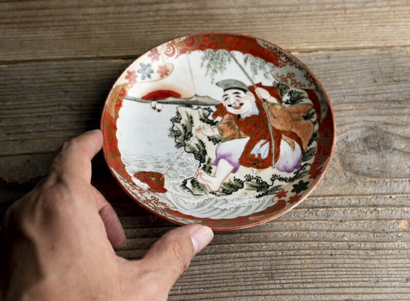 1 骨董 アンティーク 色絵古九谷 色絵山水文瓢形向付 変形皿 古九谷