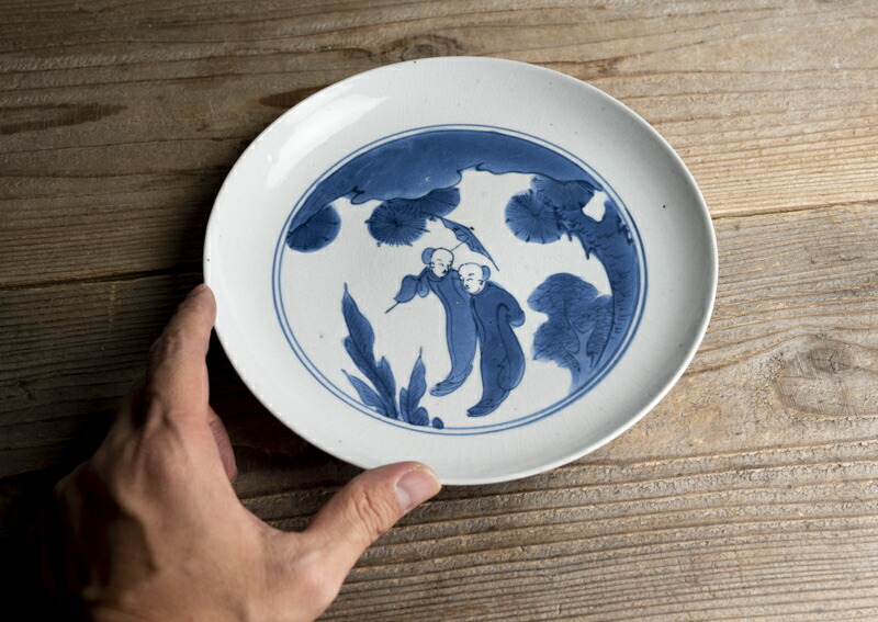 楽天市場】骨董○藍九谷人物文皿○前期伊万里 / 甘手 | 江戸前期-17