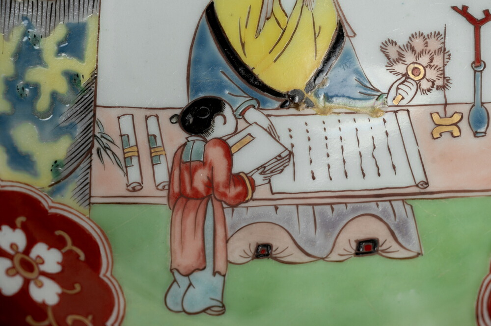 楽天市場】骨董○古伊万里色絵唐人図皿 / 27cm○輪花皿 | 江戸時代-19