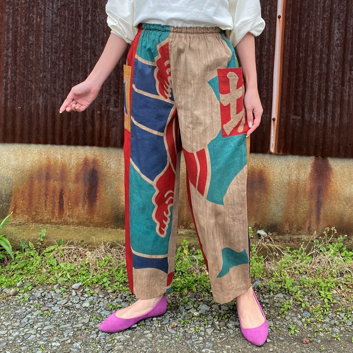 楽天市場】【古布アレンジパンツ】作家一点ものオリジナル創作服大漁旗
