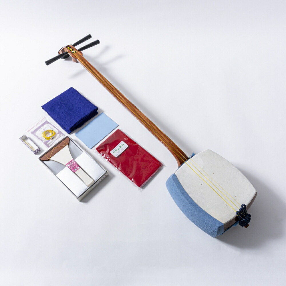 民謡 中竿 三味線本体 ケース付き 三味線本体 細棹 3弦 ハードケース付（