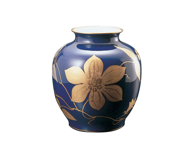 キラ) 大倉陶園 花瓶 ぶどう模様 金色 キラ) 大倉陶園 花瓶 ぶどう模様