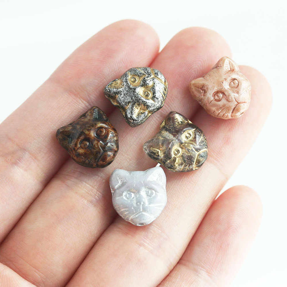 楽天市場】チェコビーズ キャット13x12mm 4個 猫 ネコ ねこ フェイス