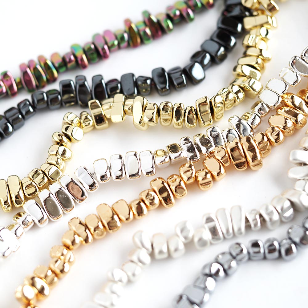 №1158さざれ石 ブラウンゴールドビーズネックレス