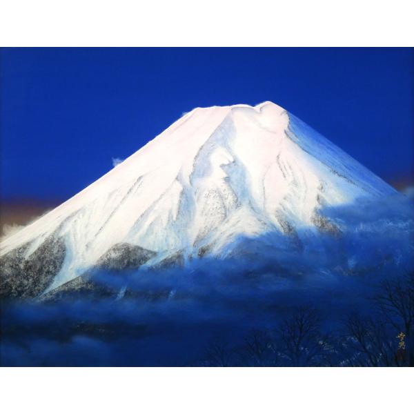 Lee【日月青富士】 日本画 0号 Lee【日月青富士】 日本画