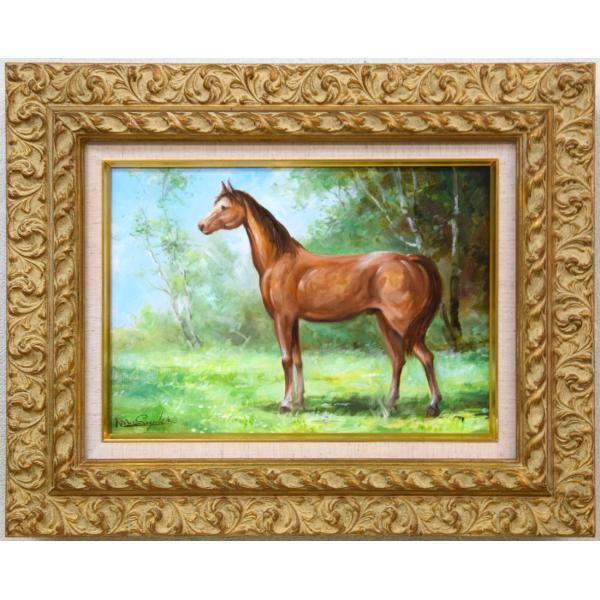 油彩画肉筆 海洋画家 鈴木政輝 作 「遥かな旅路」 41cm×53cm 風*様