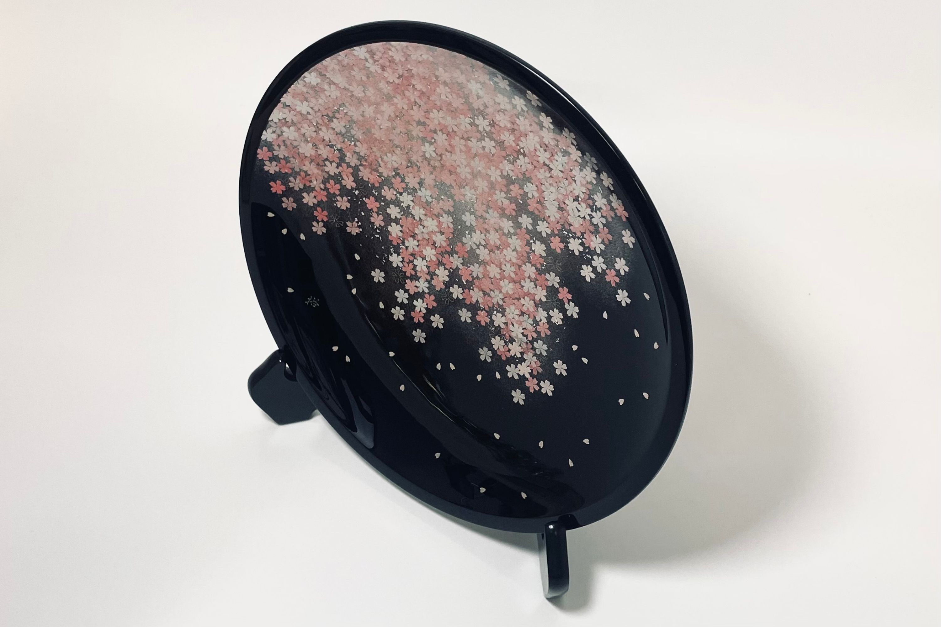 GG様リクエスト 輪島塗り 田村製/螺鈿桜文/ラウンド型手付き盆