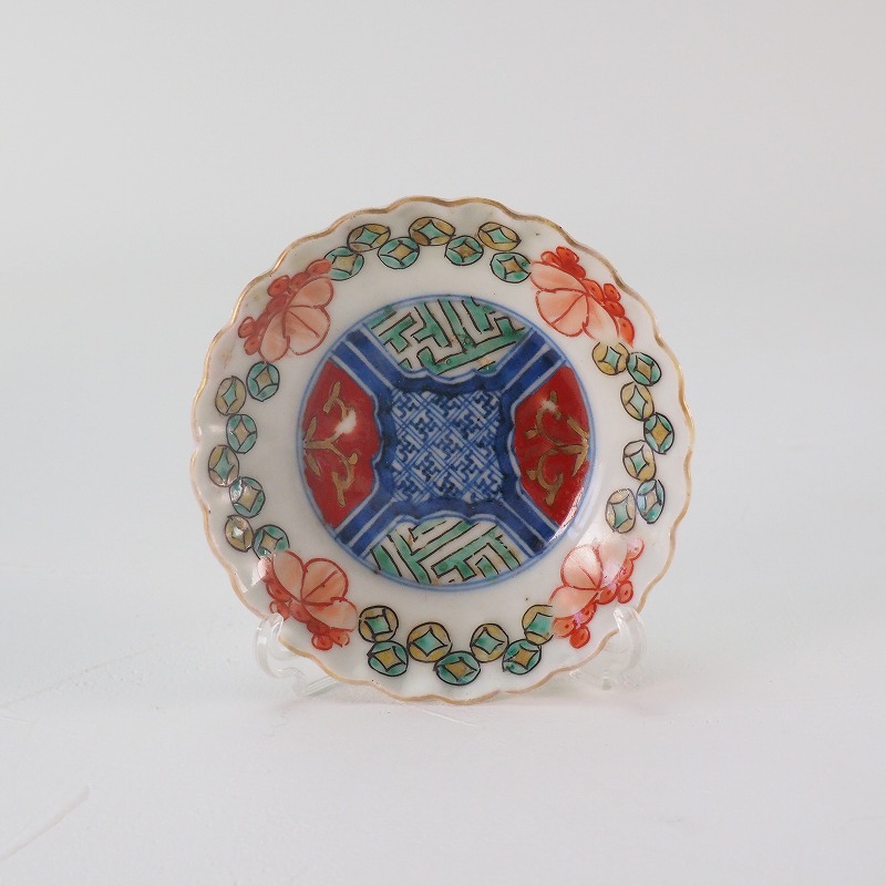 吉祥文様 豆皿 5枚組 0388江戸時代 染付 手描き食器 酒 酒