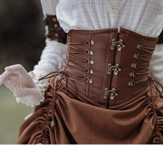 楽天市場】スチームパンク コルセット ガードル ベルト 茶色 ブラウン