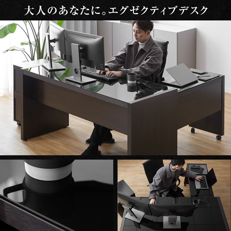 VASAGLE カウンターテーブル パソコンデスク 3点セットx2幅100CM