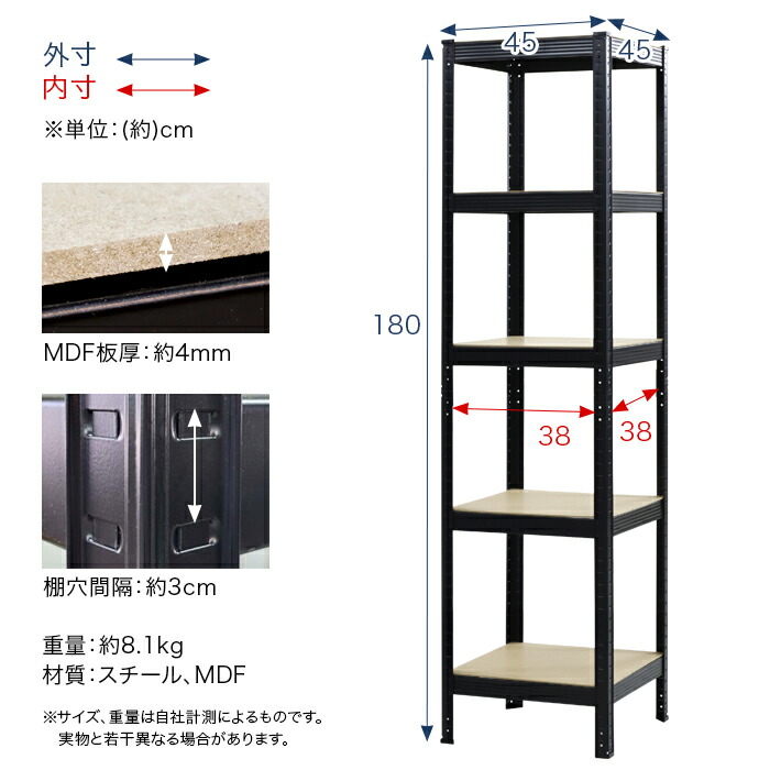5段 かなり丈夫 ラジコン棚 肉厚スチールラック 棚 メタルラック 調整