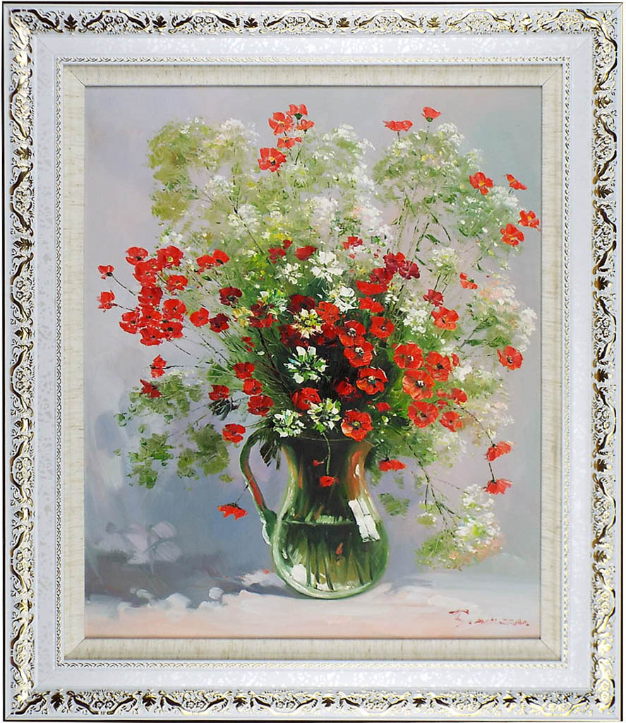 絵画 インテリア 絵 油絵 uF6-111102 花と花びん 絵画 インテリア 絵