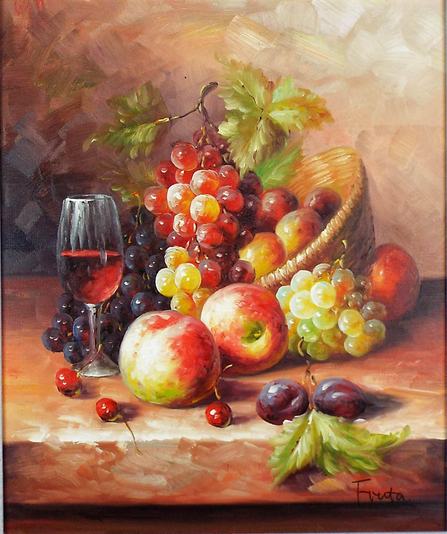 油絵 絵 絵画 インテリア uF6-061003 静物 フルーツ 絵画 インテリア