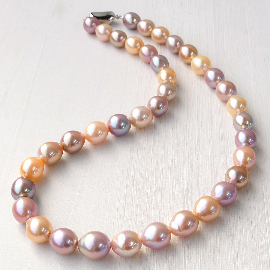 楽天市場】特級マルチカラー 11mm バロック 淡水真珠 ネックレス