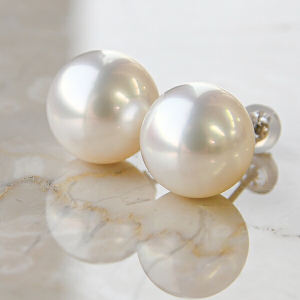 本真珠南洋白蝶真珠 レモン茶金11.4×9.8㍉s925ピアスBL915