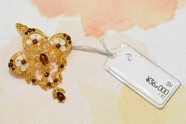 楽天市場】碌山 ガーネット＆オパールブローチペンダント ゴージャスな