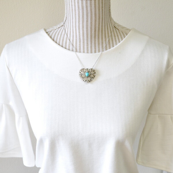 楽天市場】碌山 ターコイズ シードパール ハート ブローチ ペンダント