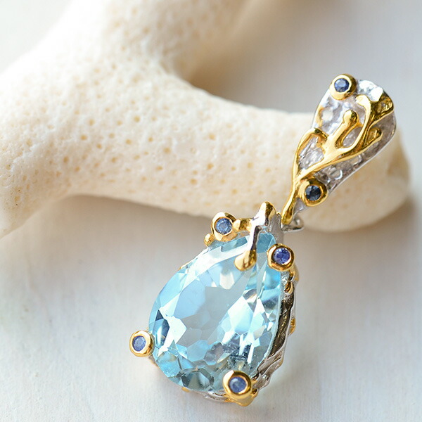 楽天市場】ブルートパーズ＆サファイアペンダントトップ キラキラ