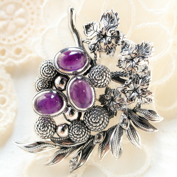 楽天市場】碌山 ウィリアムモリス ぶどう アメジスト ブローチ
