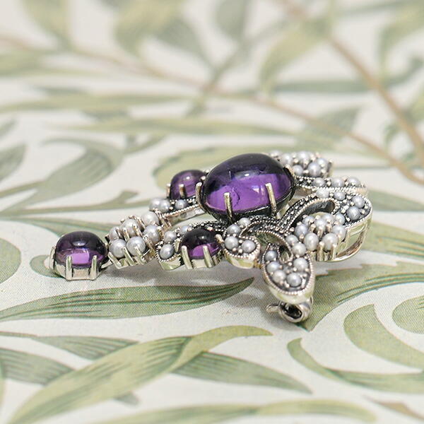 楽天市場】碌山 アメジスト シードパール ブローチペンダント