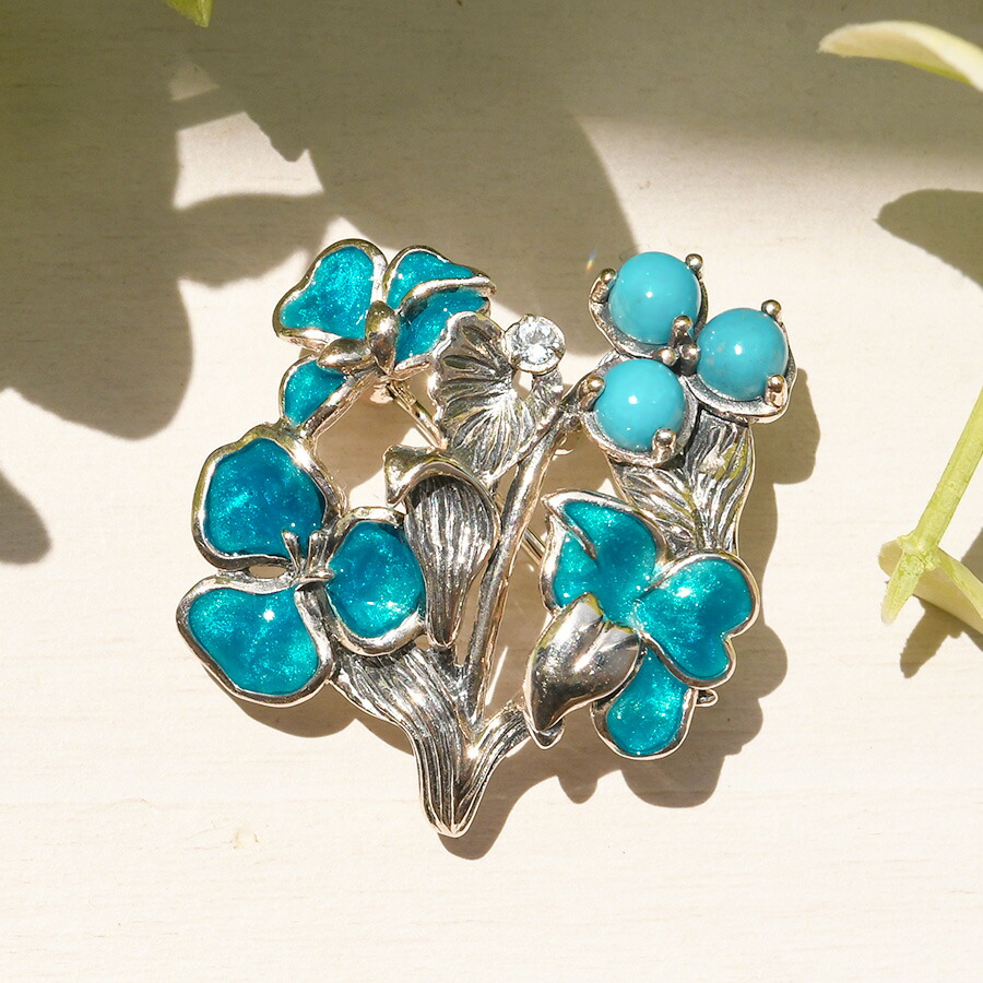 楽天市場】碌山 ターコイズ 露草ブローチペンダント ルドゥーテ プチ